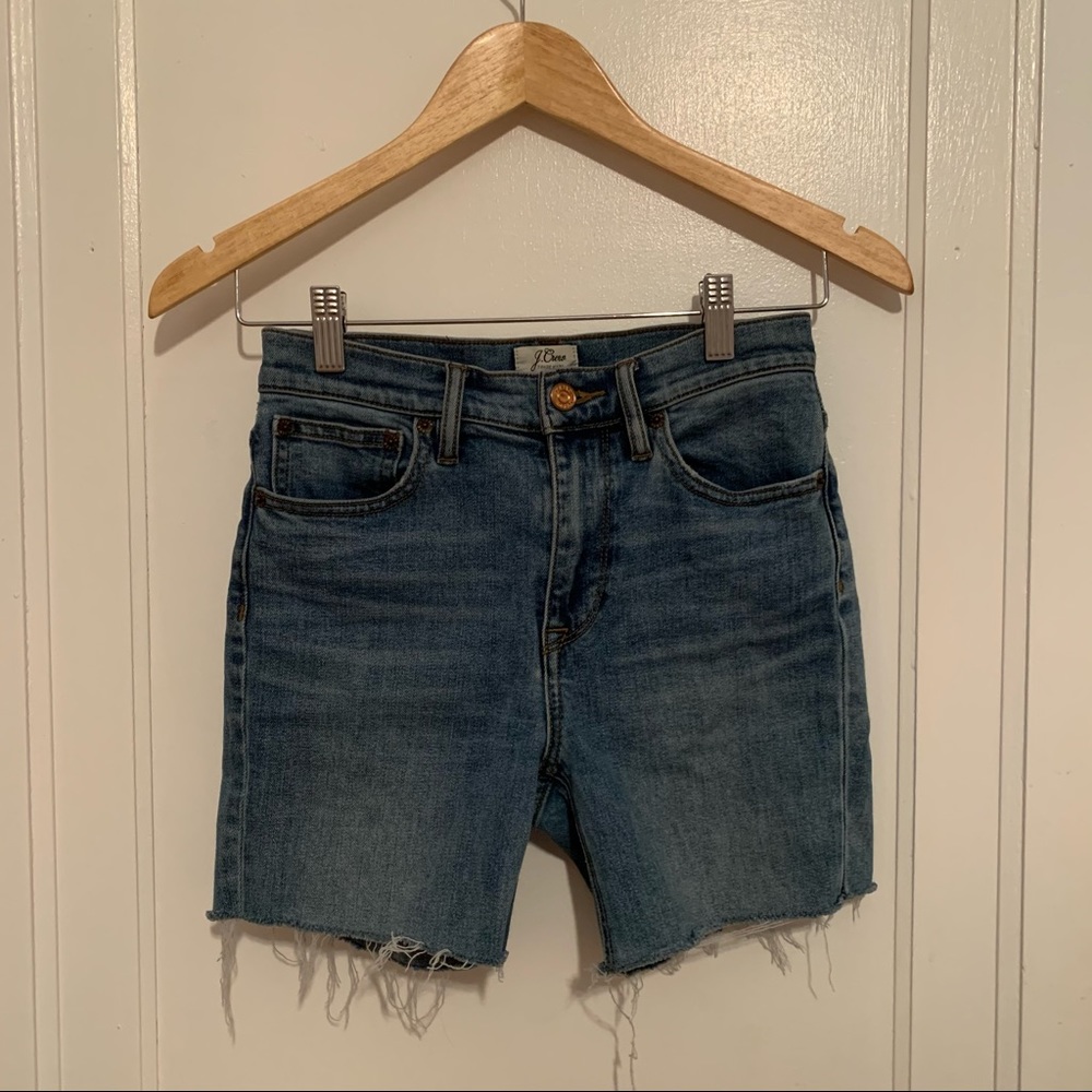 Mid length jean shorts